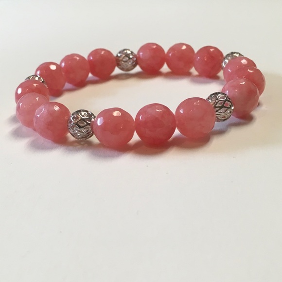 Cherry Quartz & Silver Filigree Stretch Bracelet - Picture 3 of 6